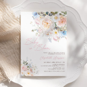 Baby In Bloom Floral Pink Baby Shower Invitation