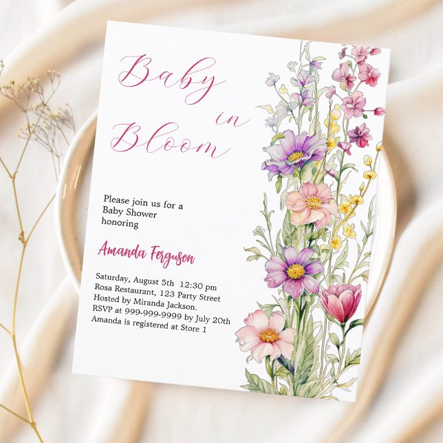 Baby in bloom floral pink Baby Shower invitation (Creator Uploaded)