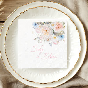 Baby In Bloom Floral Pink Baby Shower Napkins
