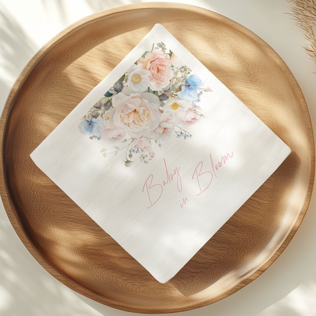 Baby In Bloom Floral Pink Baby Shower Napkins (Creator Uploaded)
