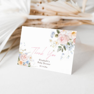 Baby In Bloom Floral Pink Baby Shower Thank You Card
