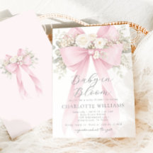 Baby in Bloom Floral Pink Bow Baby Shower
