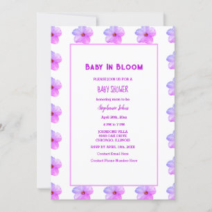 Baby In Bloom Floral Pink Purple Baby Shower Girl Invitation