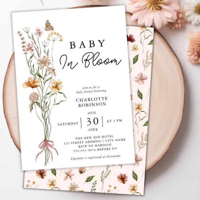 Baby In Bloom Floral Spring Baby Shower Invitation | Zazzle