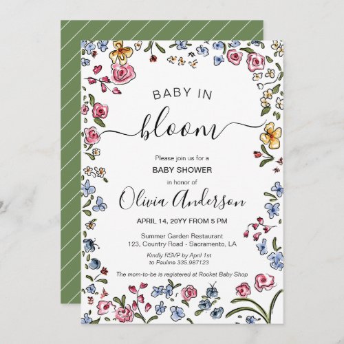 Baby in bloom floral spring Baby Shower invite
