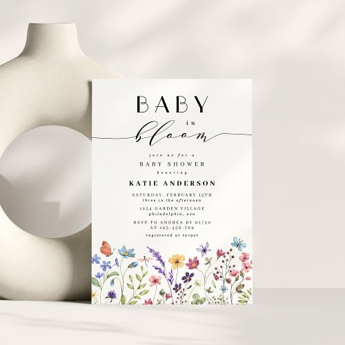 Baby in Bloom Floral Spring Summer Baby Shower Invitation