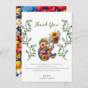 Baby in Bloom Floral Vine Baby Shower Thank You Invitation