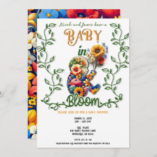 Baby in Bloom Floral Vine Leaf Baby Shower Invitation