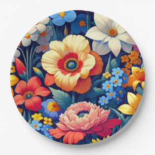 Baby in Bloom Floral Vine Leaf Baby Shower Paper Plates