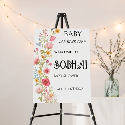 Baby in Bloom Floral Welcome Sign | Wildflower Bab
