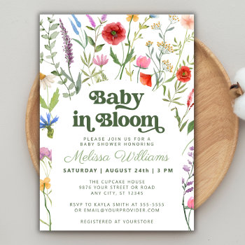 Baby In Bloom Floral Wildflower Baby Shower Invitation by clubmagique at Zazzle