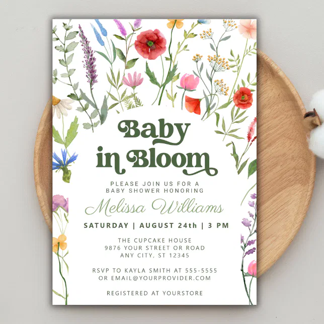 Baby in Bloom Floral Wildflower Baby Shower Invitation | Zazzle