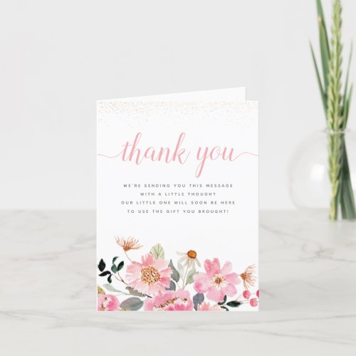 Baby in Bloom Floral Wildflower Girl Baby Shower Thank You Card