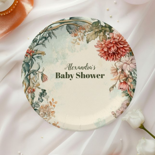 Baby in Bloom Floral Wildflower Paper Plates (Creator Uploaded)