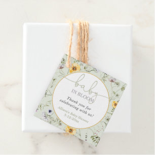 Baby in bloom floral wildflowers gender neutral favor tags