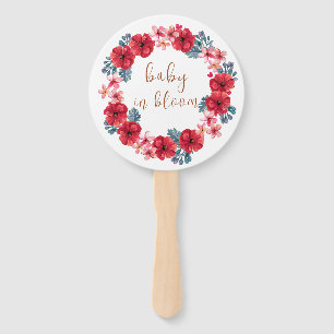 Baby In Bloom Floral Wreath Baby Shower Hand Fan