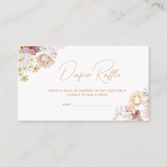 Baby in Bloom Florals Baby Shower Diaper Raffle Enclosure Card (Front)