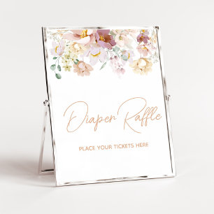 Baby in Bloom Florals Baby Shower Diaper Raffle Poster