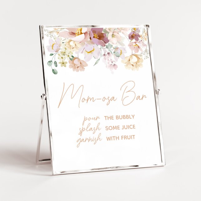 Baby in Bloom Florals Baby Shower Mom Osa Bar Poster (Spring Wildflower Baby Shower Mom Osa Bar Sign)