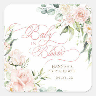 Baby in Bloom Florals Baby Shower Square Sticker