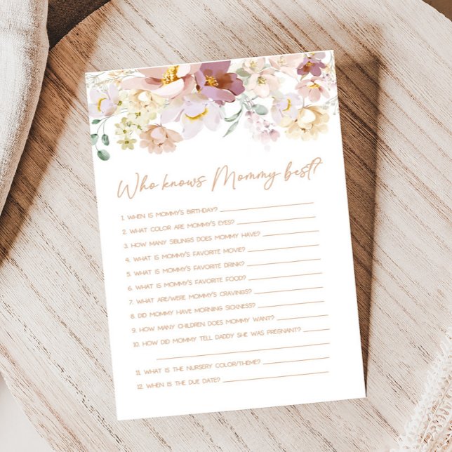 Baby in Bloom Florals Who knows Mommy Best Game (Spring Wildflower Baby Shower Who knows Mommy Best Game )