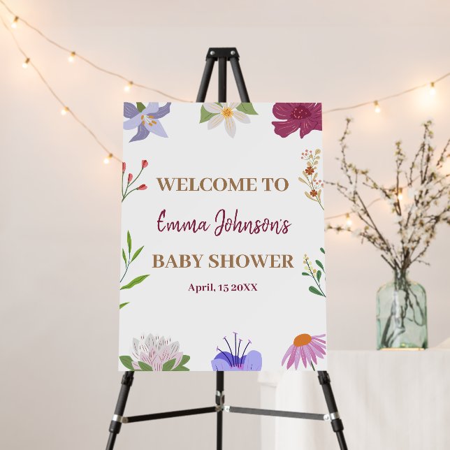 Baby in Bloom Flower Baby Shower Welcome Sign (In Situ (Stand))