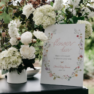 Baby in Bloom Flower Bouquet Bar Pedestal Sign