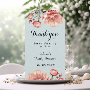 Baby in Bloom Flower Rose Pink Baby Show Thank You Gift Tags