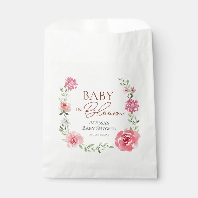 Baby In Bloom Flower Themed Custom Baby Shower Favor Bag (Front)