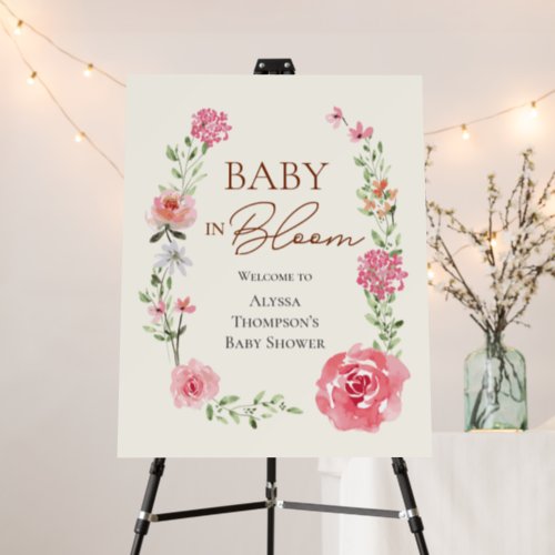 Baby in Bloom flowers Custom Baby shower Welcome Foam Board