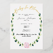 Baby In Bloom - Foil Shower Announcement Invite