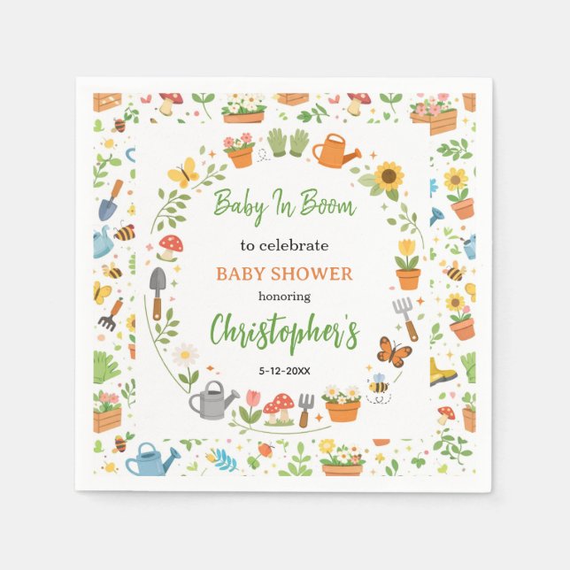 Baby in Bloom Garden Baby Shower | Cute Floral  Napkins (Front)