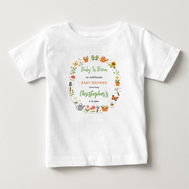 Baby in Bloom Garden Baby Shower | Cute Floral  T-Shirt (Front)