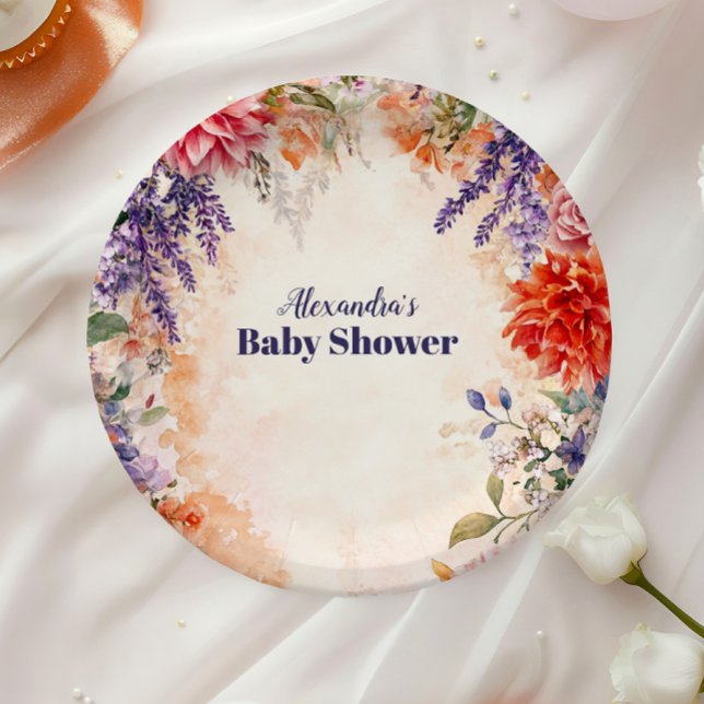 Baby in Bloom Garden Baby Shower Paper Plates (Creator Uploaded)