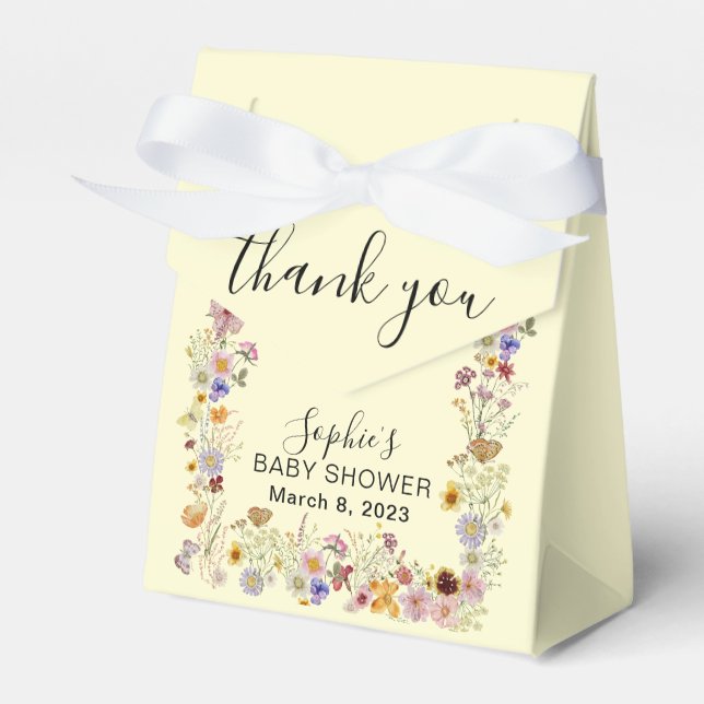 Baby In Bloom Garden Butterflies Baby Shower Favor Boxes (Front Side)