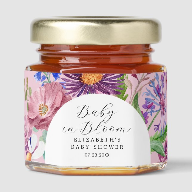 Baby in Bloom Garden Floral Baby Shower Honey Jar Favors (Front)