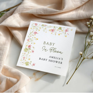 Baby In Bloom Garden Script Florals Napkins