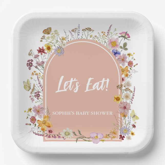 Baby In bloom Garden Theme Wildflower  Paper Plates (Front)