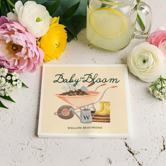 Baby in Bloom Gardening Wheelbarrow Baby Shower Napkins (Baby in Bloom Gardening Wheelbarrow Baby Shower Napkins)