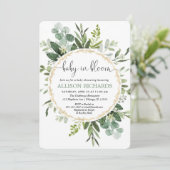 Baby in Bloom Gender neutral greenery baby shower Invitation (Standing Front)
