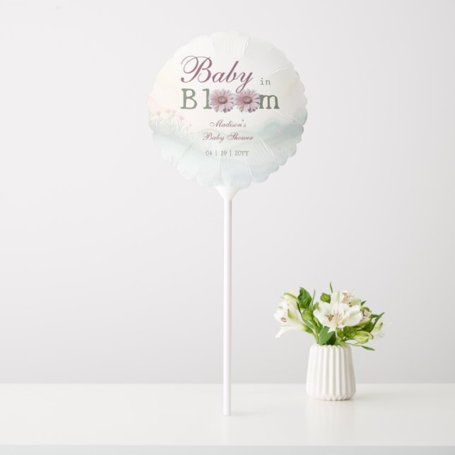 Baby in Bloom Gerber Daisies Baby Shower Balloon (In SItu)
