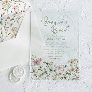 Baby in Bloom Girl Baby Shower Acrylic Invitations