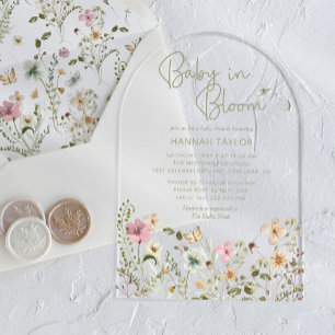 Baby in Bloom Girl Baby Shower Acrylic Invitations