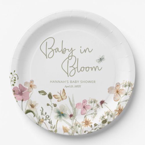 Baby in Bloom Girl Baby Shower Paper Plates