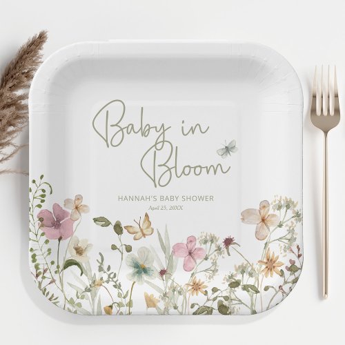Baby in Bloom Girl Baby Shower Paper Plates
