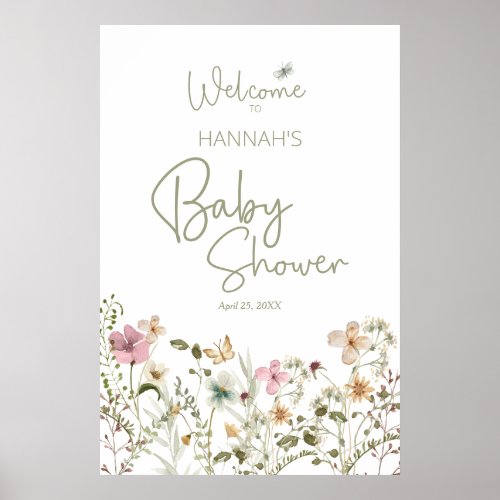 Baby in Bloom Girl Baby Shower Welcome Poster