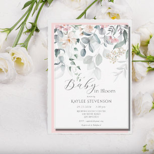 Baby in Bloom Girl Floral Modern Baby Shower Invitation