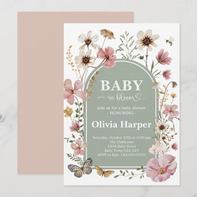 Baby in Bloom Girl Shower Invitation (Front/Back)