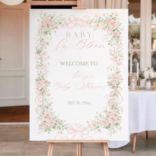 Baby in Bloom Girl Shower Welcome Sign, Printable  Foam Board