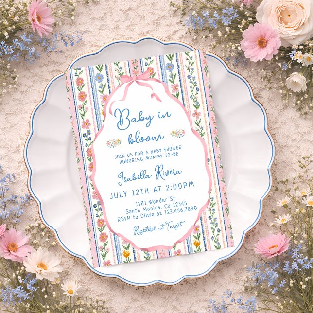 Baby in Bloom Grandmillennial Baby Shower  Invitation (Creator Uploaded)